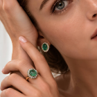 Anel Halo Esmeralda